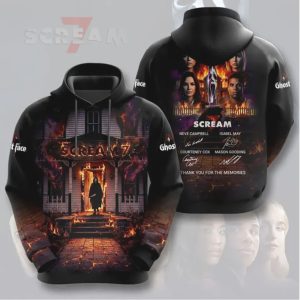 Scream 7 Movie Poster Cast Autograph Knife Design 3D All Over Print Shirt