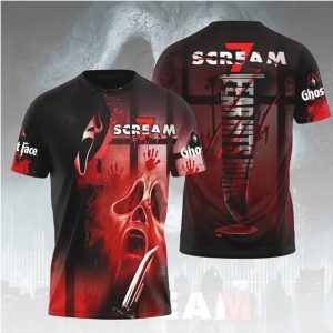 Scream 7 Red Fear Hits Home Ghostface Knife 3D All Over Print T Shirt