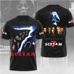 Scream 7 Some Ghosts Never Die Blue Lightning Ghostface T Shirt