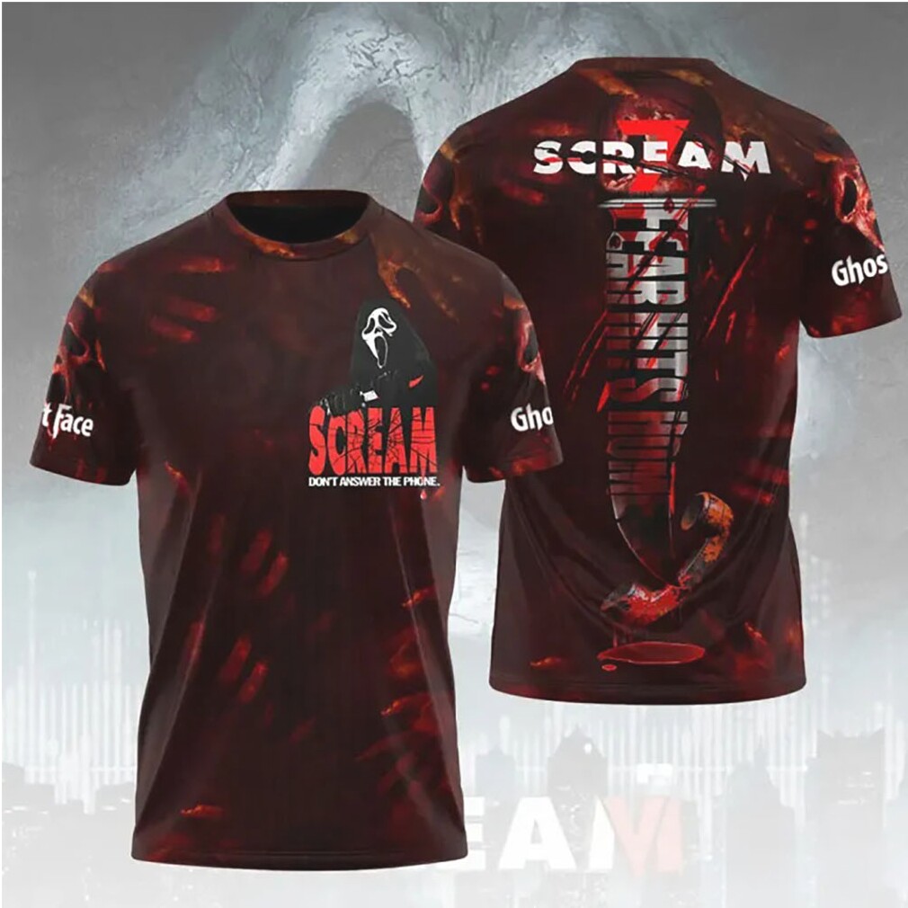 Scream Fear Hits Home Don't Answer The Phone Vintage Blood Spatter T Shirt Scream Fear Hits Home Don't Answer The Phone Vintage Blood Spatter T Shirt