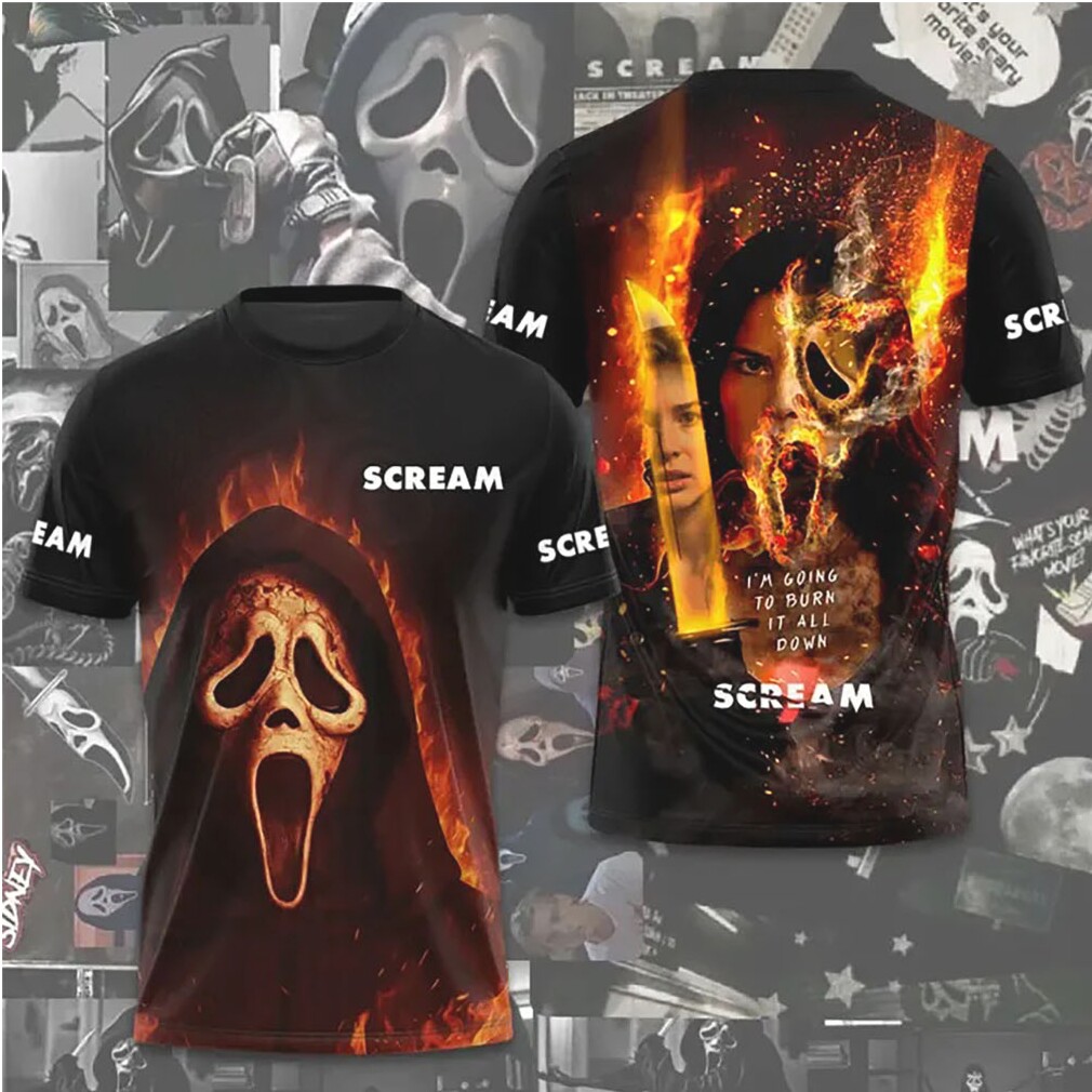 Scream Movie Flaming Ghostface Burn It All Down 3D Horror Movie Apparel T Shirt Scream Movie Flaming Ghostface Burn It All Down 3D Horror Movie Apparel T Shirt