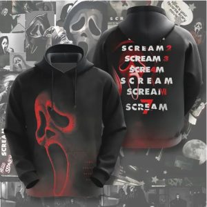 Scream Movie Franchise 1 7 Red Ghostface Mask Logo All Over Print Shirt Scream Movie Franchise 1 7 Red Ghostface Mask Logo All Over Print Shirt