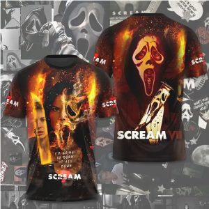 Scream VII Burn It All Down Ghostface Fire 3D T Shirt
