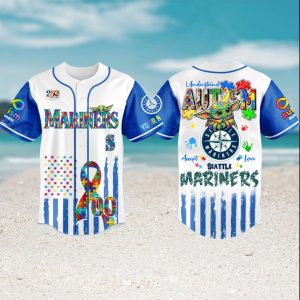 Seattle Mariners Baby Yoda Autism Awareness Custom Baseball Jersey