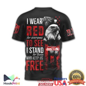 Seattle Seahawks RED Friday Military Support Eagle 3D NFL T Shirt
