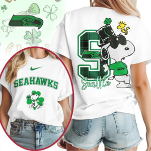Seattle Seahawks Snoopy St. Paddy's Day Clover Graphic NFL Football T Shirt