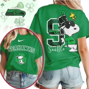 Seattle Seahawks Snoopy St. Paddy's Day Clover Graphic NFL Football T Shirt