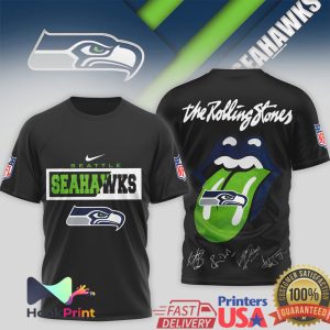 Seattle Seahawks x The Rolling Stones Tongue Logo Signature T Shirt