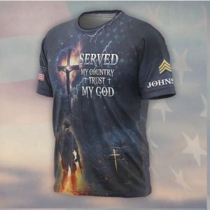Served My Country Trust My God Christian Soldier Lightning Shirt