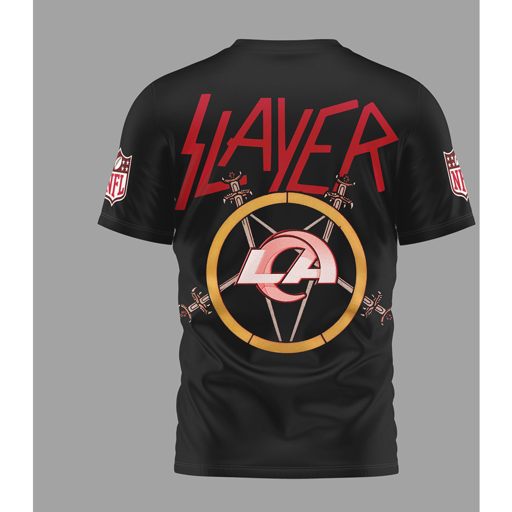 Slayer x LA Rams Heavy Metal NFL music band T Shirt Slayer x LA Rams Heavy Metal NFL music band T Shirt