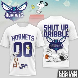 Snoopy Charlotte Hornets Basketball Custom Number Peanuts Basketball T Shirt