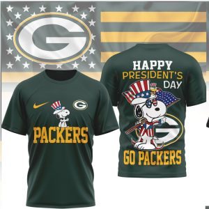 Snoopy Green Bay Packers Happy President's Day Patriotic Shirt