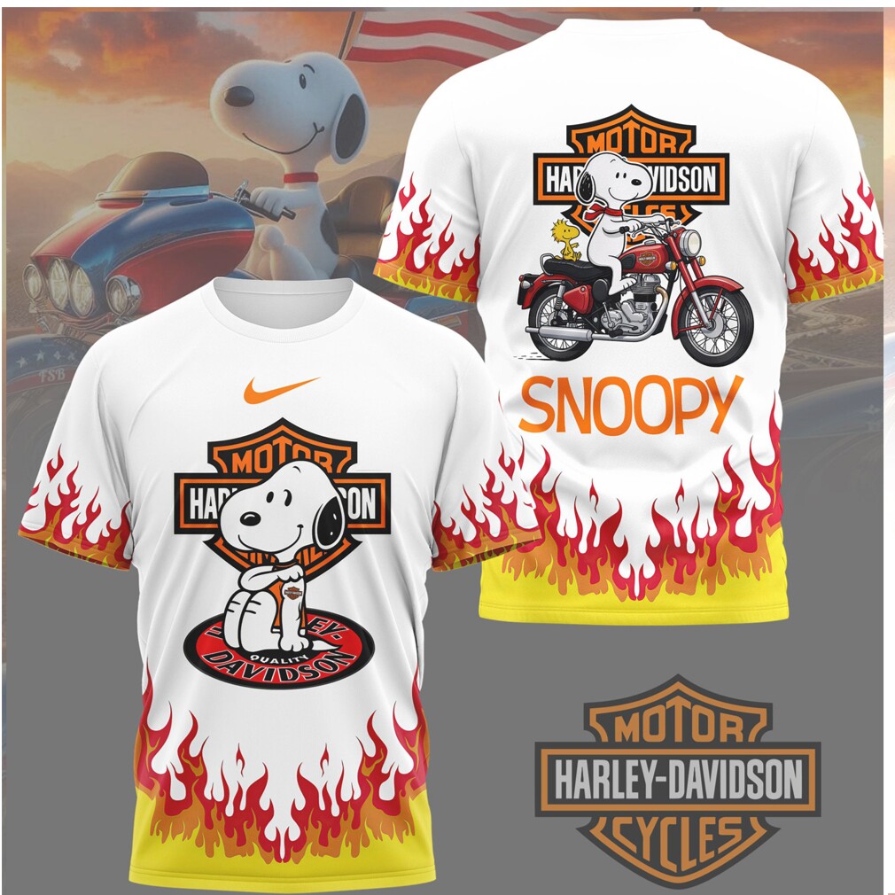 Snoopy Harley Davidson Motor Cycles Flame Graphic T Shirt Snoopy Harley Davidson Motor Cycles Flame Graphic T Shirt