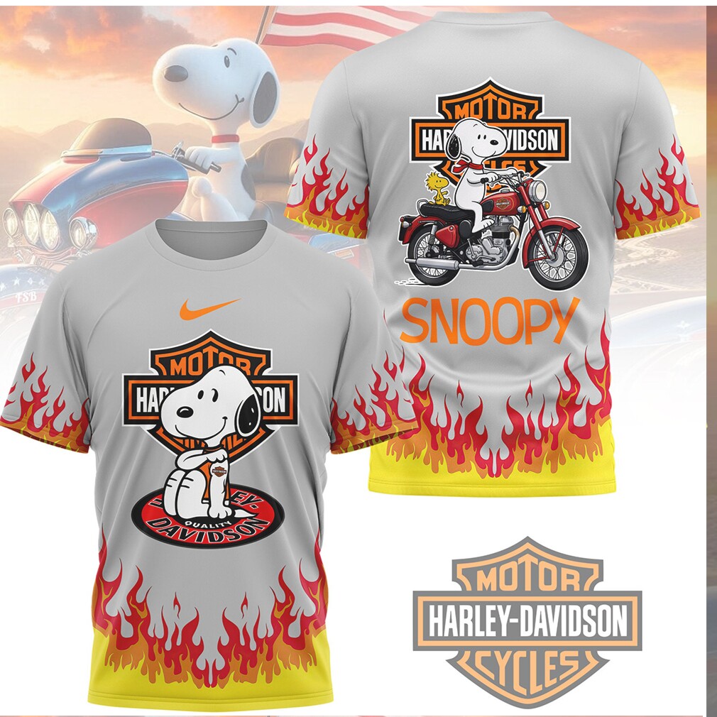 Snoopy Harley Davidson Motor Cycles Flame Graphic T Shirt Snoopy Harley Davidson Motor Cycles Flame Graphic T Shirt