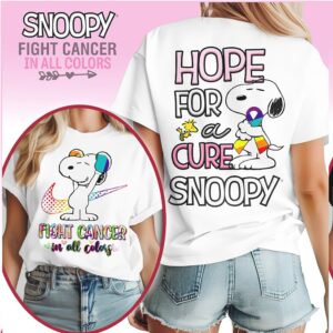 Snoopy Hope for a Cure Cancer Awareness Ribbon Rainbow Graphic Shirt Snoopy Hope for a Cure Cancer Awareness Ribbon Rainbow Graphic Shirt