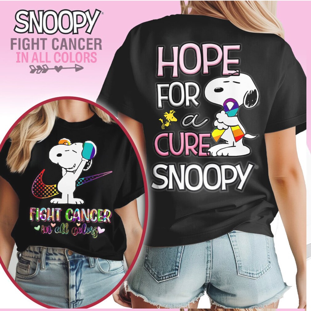 Snoopy Hope for a Cure Cancer Awareness Ribbon Rainbow Graphic Shirt Snoopy Hope for a Cure Cancer Awareness Ribbon Rainbow Graphic Shirt