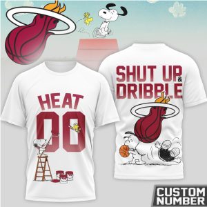 Snoopy Miami Heat Basketball Custom Name and Number NBA Peanuts T Shirt