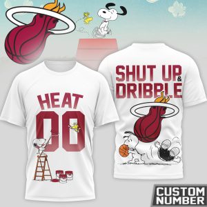 Snoopy Miami Heat Basketball Custom Name and Number NBA Peanuts T Shirt