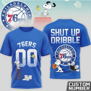 Snoopy x Philadelphia 76ers Custom Number Shut Up and Dribble Sixers Fan T Shirt Snoopy x Philadelphia 76ers Custom Number Shut Up and Dribble Sixers Fan T Shirt