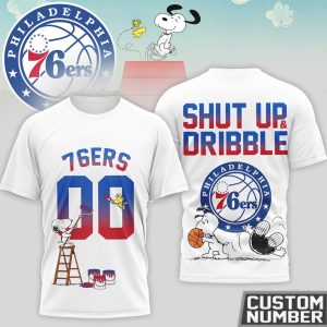 Snoopy x Philadelphia 76ers Custom Number Shut Up and Dribble Sixers Fan T Shirt