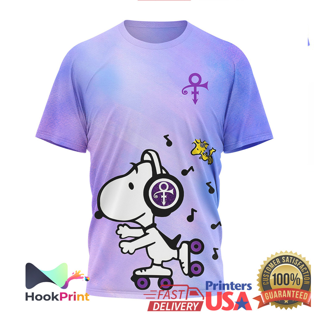 Snoopy x Prince Tribute Purple Rain Roller Skating Music Shirt Snoopy x Prince Tribute Purple Rain Roller Skating Music Shirt