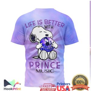 Snoopy x Prince Tribute Purple Rain Roller Skating Music Shirt