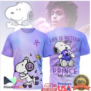Snoopy x Prince Tribute Purple Rain Roller Skating Music Shirt