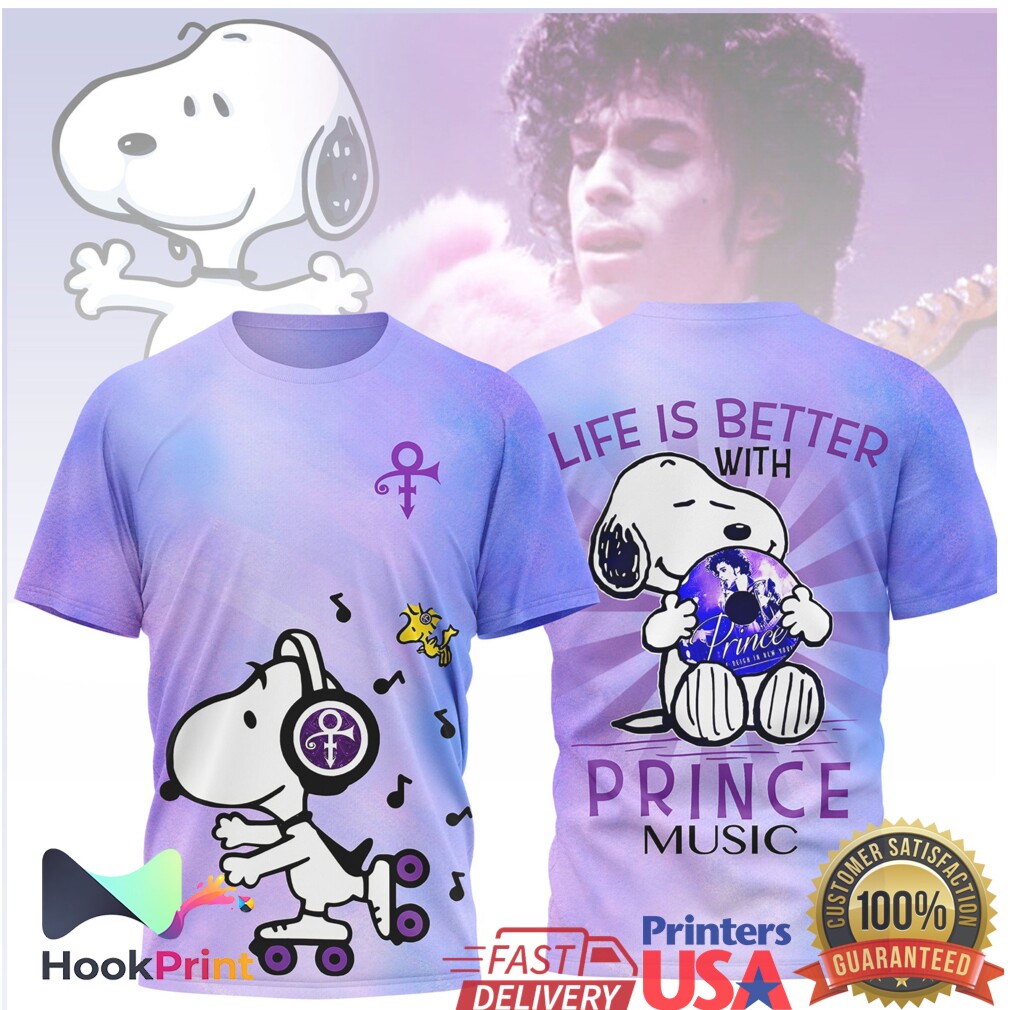 Snoopy x Prince Tribute Purple Rain Roller Skating Music Shirt Snoopy x Prince Tribute Purple Rain Roller Skating Music Shirt