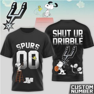 Snoopy x San Antonio Spurs Custom Number Shut Up and Dribble Spurs Fan T Shirt