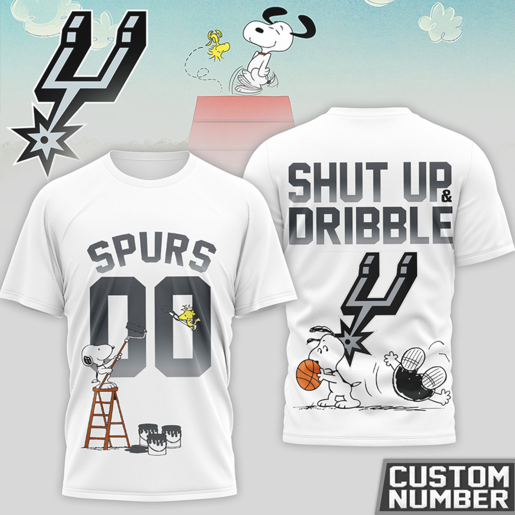 Snoopy x San Antonio Spurs Custom Number Shut Up and Dribble Spurs Fan T Shirt Snoopy x San Antonio Spurs Custom Number Shut Up and Dribble Spurs Fan T Shirt