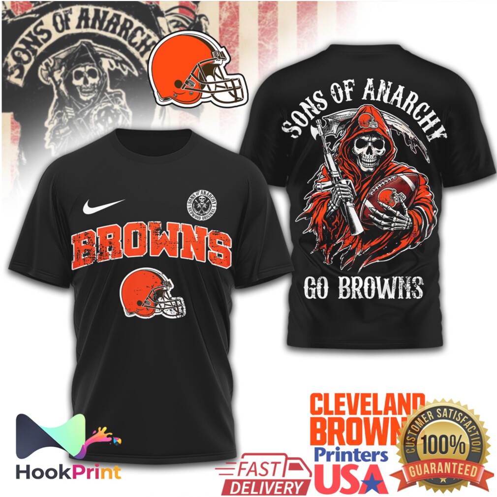 Sons of Anarchy x Cleveland Browns Reaper Football Fan T Shirt Sons of Anarchy x Cleveland Browns Reaper Football Fan T Shirt