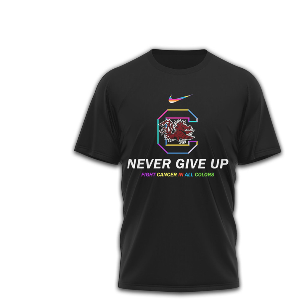 South Carolina Gamecocks Fight Cancer Never Give Up Graphic Garnet Black T Shirt South Carolina Gamecocks Fight Cancer Never Give Up Graphic Garnet Black T Shirt