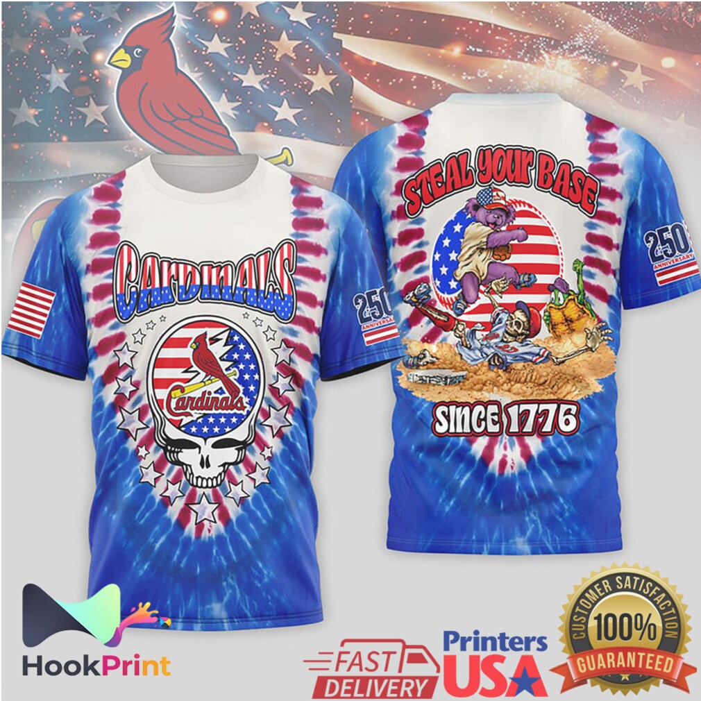 St. Louis Cardinals Grateful Dead Steal Your Base Patriotic Tie Dye T Shirt St. Louis Cardinals Grateful Dead Steal Your Base Patriotic Tie Dye T Shirt