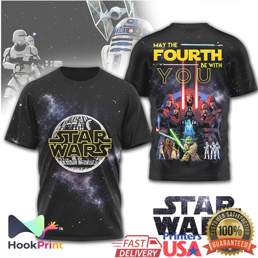Star Wars May The Fourth Be With You Death Star & Jedi Council Space Graphic Shirt Star Wars May The Fourth Be With You Death Star & Jedi Council Space Graphic Shirt