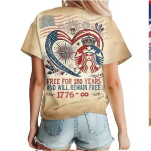 Starbucks Style Independence Freedom 1776 Infinity 250 Years Patriotic T Shirt