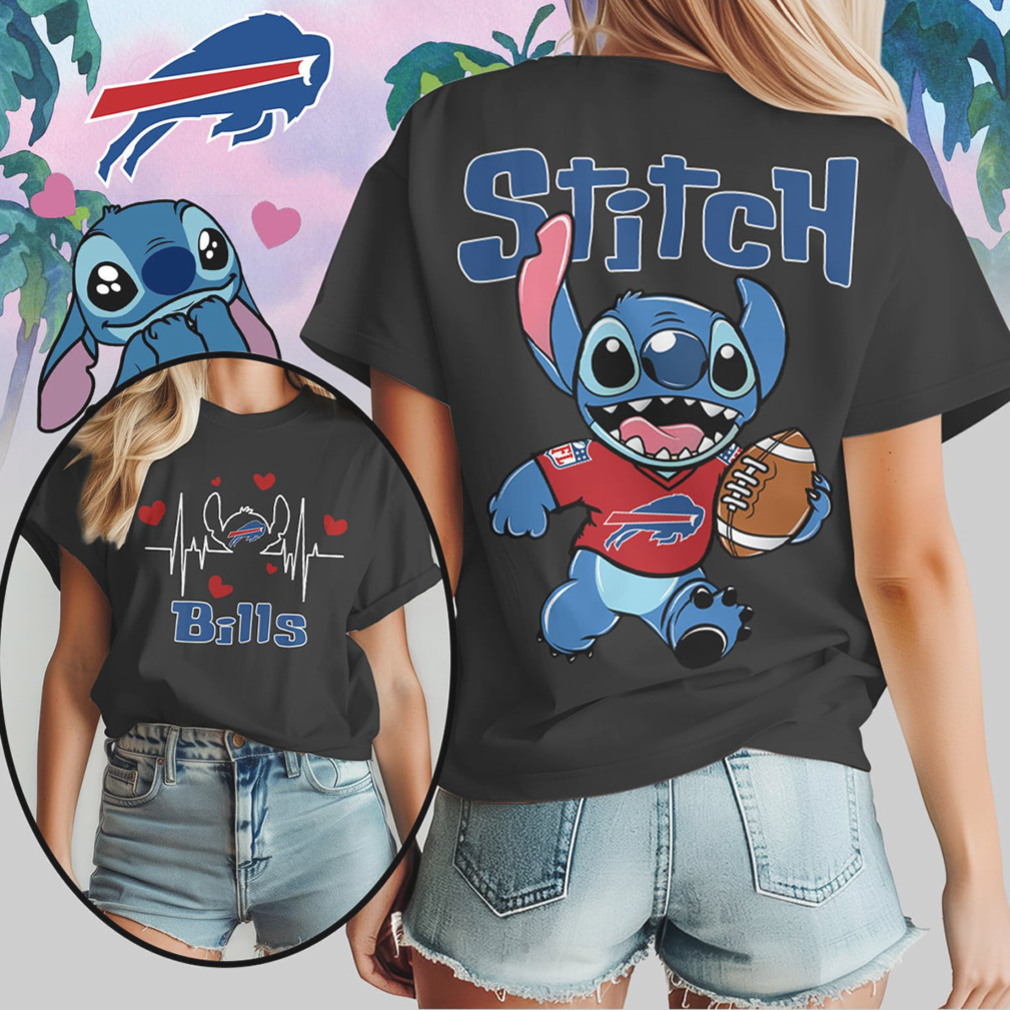 Stitch Buffalo Bills Football Heartbeat Graphic Blue Red Cute Character Fan T Shirt Stitch Buffalo Bills Football Heartbeat Graphic Blue Red Cute Character Fan T Shirt