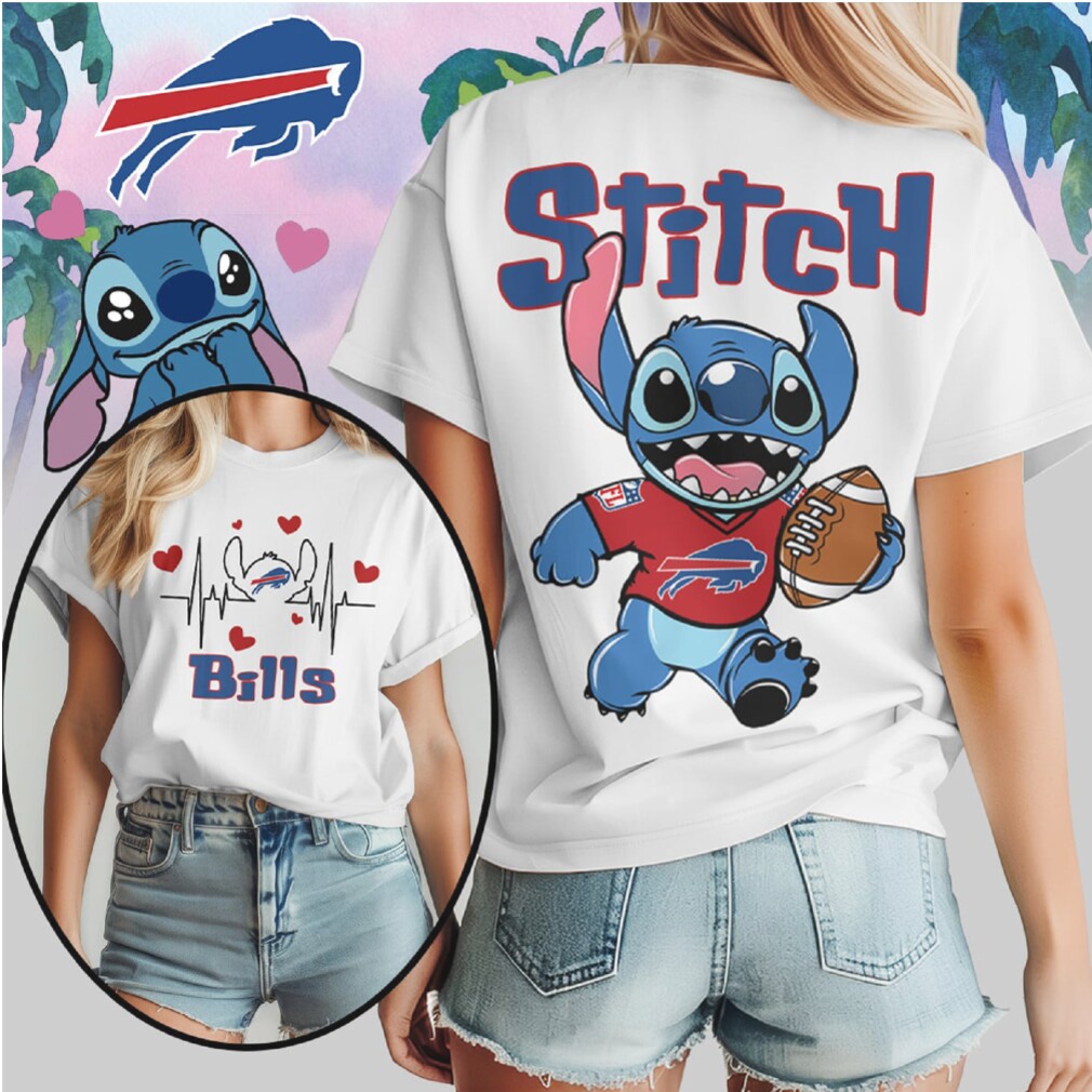 Stitch Buffalo Bills Football Heartbeat Graphic Blue Red Cute Character Fan T Shirt Stitch Buffalo Bills Football Heartbeat Graphic Blue Red Cute Character Fan T Shirt