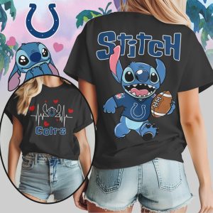 Stitch Indianapolis Colts Football Heartbeat Sport Blue White Cute Character Fan T Shirt Stitch Indianapolis Colts Football Heartbeat Sport Blue White Cute Character Fan T Shirt