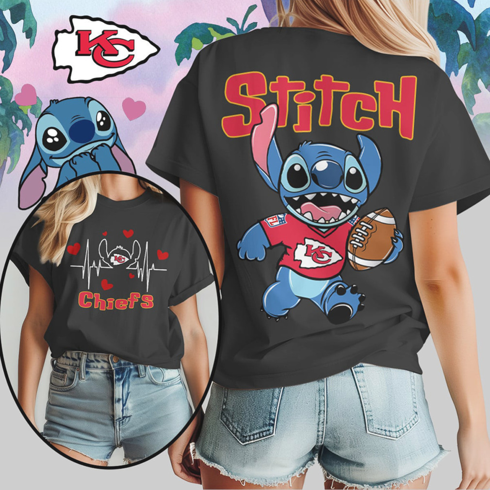 Stitch Kansas City Chiefs Football Heartbeat Custom Fan Gear Red Yellow T Shirt Stitch Kansas City Chiefs Football Heartbeat Custom Fan Gear Red Yellow T Shirt