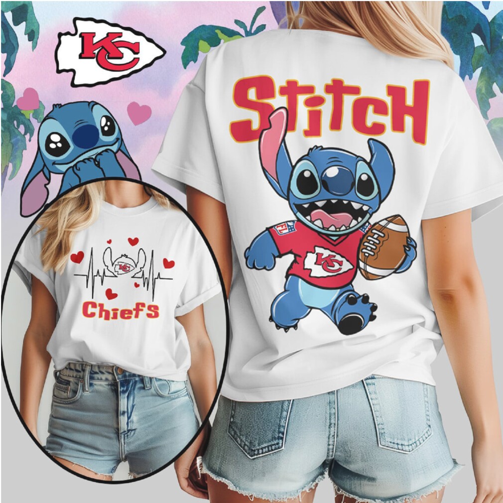 Stitch Kansas City Chiefs Football Heartbeat Custom Fan Gear Red Yellow T Shirt Stitch Kansas City Chiefs Football Heartbeat Custom Fan Gear Red Yellow T Shirt