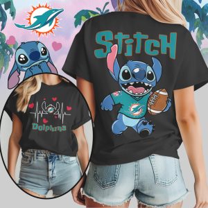 Stitch Miami Dolphins Football Heartbeat Tropical Team Spirit Aqua Orange Cute T Shirt Stitch Miami Dolphins Football Heartbeat Tropical Team Spirit Aqua Orange Cute T Shirt
