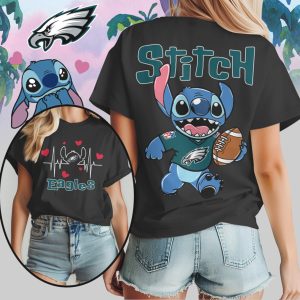 Stitch Philadelphia Eagles Football Heartbeat Cute Sports Fan Midnight Green Disney T Shirt Stitch Philadelphia Eagles Football Heartbeat Cute Sports Fan Midnight Green Disney T Shirt