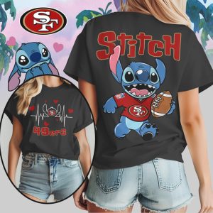 Stitch San Francisco 49ers Football Heartbeat Game Day Outfit Red Gold T Shirt Stitch San Francisco 49ers Football Heartbeat Game Day Outfit Red Gold T Shirt