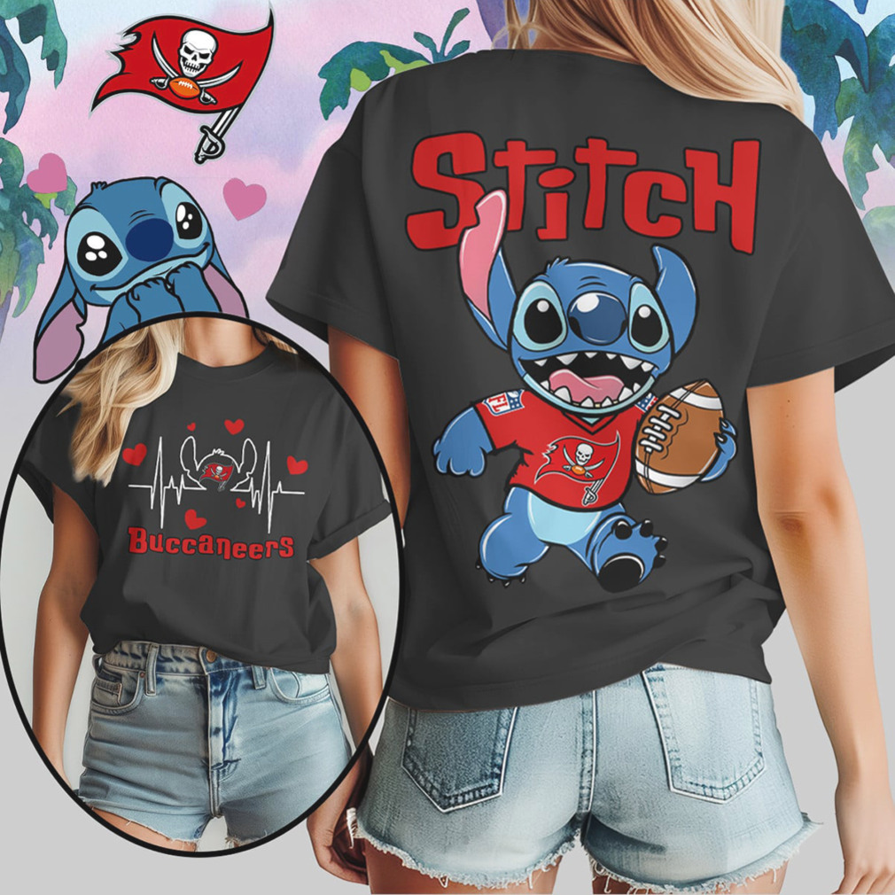 Stitch Tampa Bay Buccaneers Football Heartbeat Pirate Fan Gear Red Pewter T Shirt Stitch Tampa Bay Buccaneers Football Heartbeat Pirate Fan Gear Red Pewter T Shirt