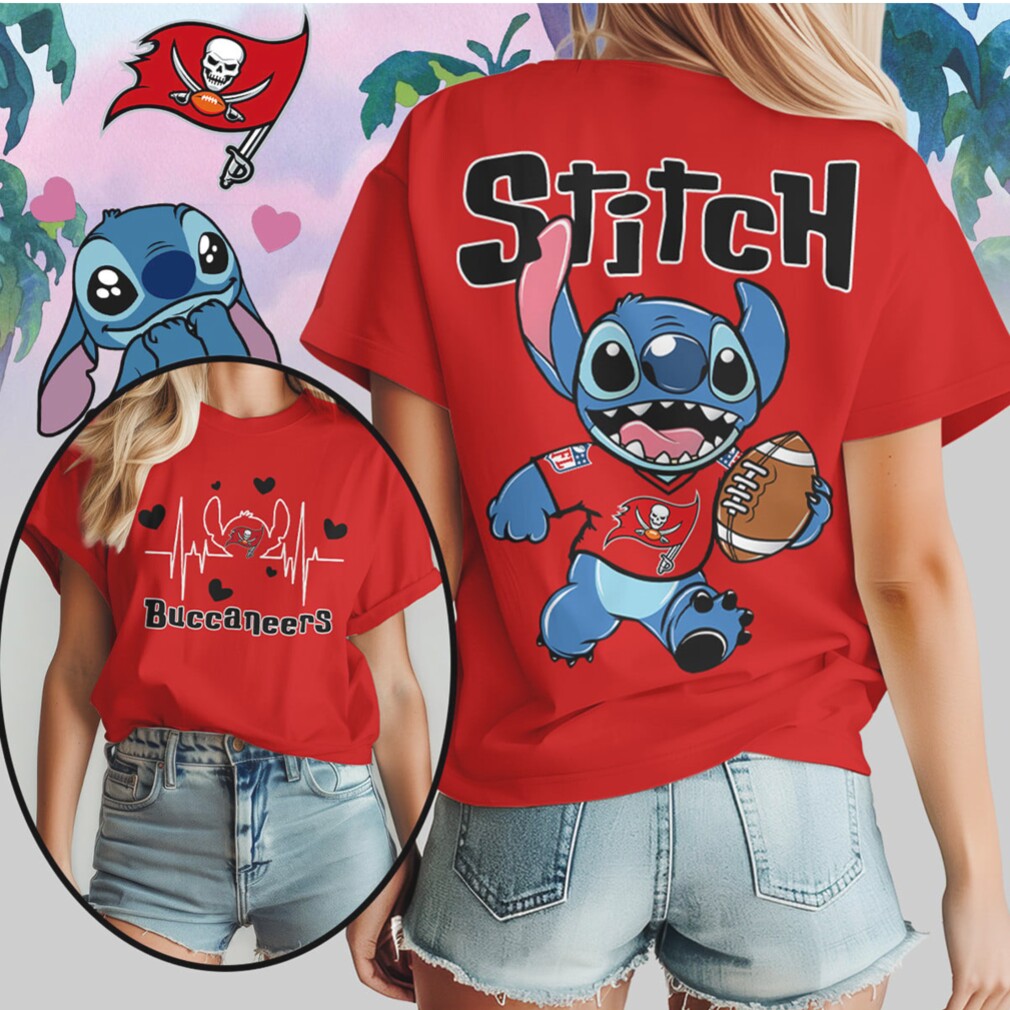 Stitch Tampa Bay Buccaneers Football Heartbeat Pirate Fan Gear Red Pewter T Shirt Stitch Tampa Bay Buccaneers Football Heartbeat Pirate Fan Gear Red Pewter T Shirt