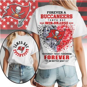 Tampa Bay Buccaneers Forever Fan Win Or Lose Team Loyalty Red Pewter T Shirt