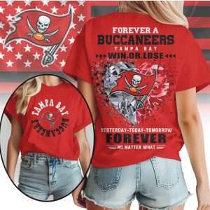 Tampa Bay Buccaneers Forever Fan Win Or Lose Team Loyalty Red Pewter T Shirt