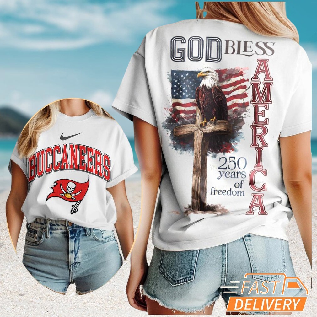 Tampa Bay Buccaneers God Bless America 250 Years of Freedom Eagle Cross T Shirt Tampa Bay Buccaneers God Bless America 250 Years of Freedom Eagle Cross T Shirt