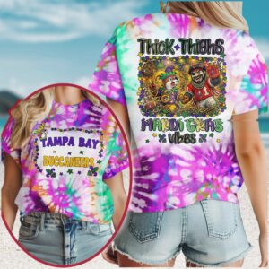 Tampa Bay Buccaneers Mardi Gras Vibes Thick Thighs NFL T Shirt Tampa Bay Buccaneers Mardi Gras Vibes Thick Thighs NFL T Shirt