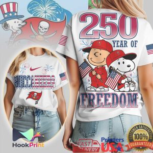 Tampa Bay Buccaneers Snoopy 250 Year Of Freedom Military Appreciation T Shirt